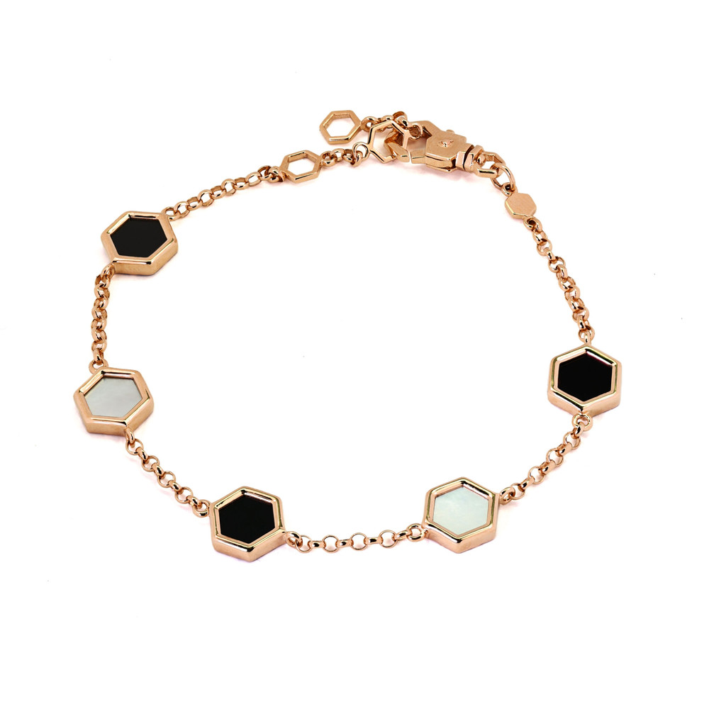 Браслет из золота c ониксом и перламутром