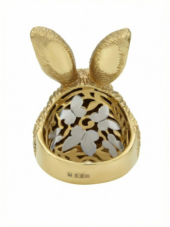 Кольцо из лимонного золота c эмалью