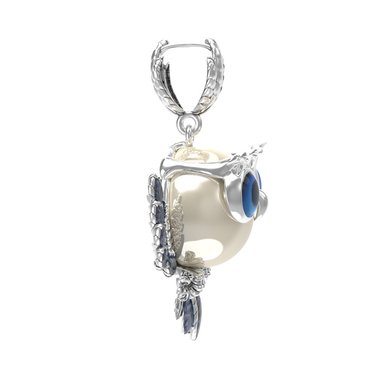 Подвеска из белого золота c эмалью и жемчугом