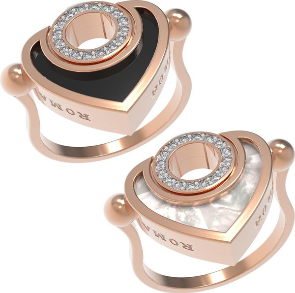 Кольцо из золота c бриллиантами, ониксом и перламутром