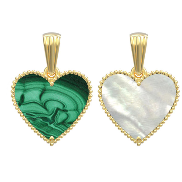 Подвеска из лимонного золота c малахитом и перламутром