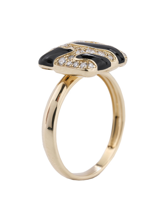 Кольцо из лимонного золота c эмалью и бриллиантами