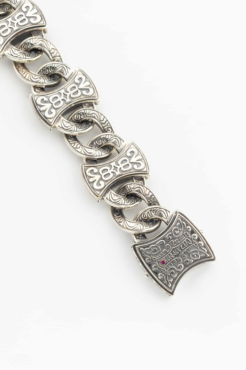 Браслет из серебра и золота c рубином