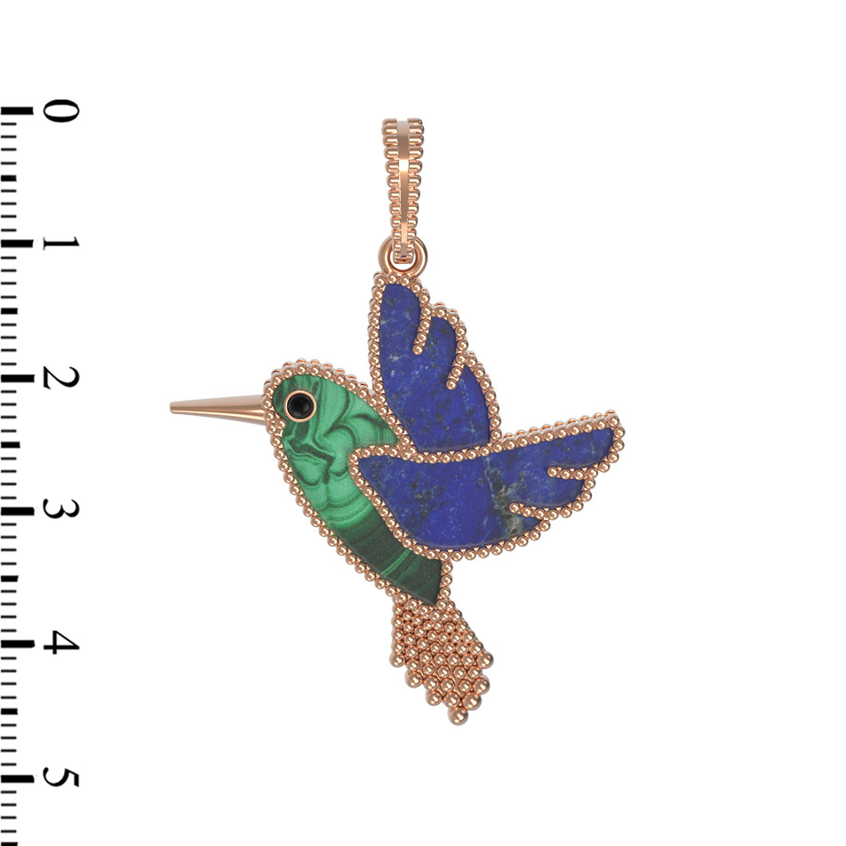 Подвеска из золота c эмалью, лазуритом и малахитом
