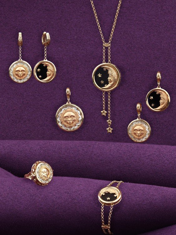 Серьги из золота c ониксом и перламутром