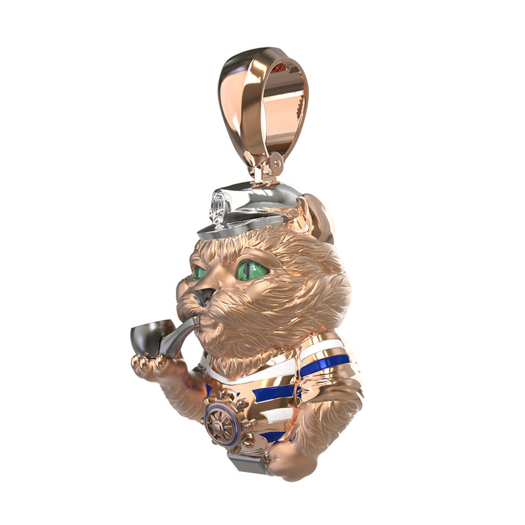 Подвеска из золота c эмалью, бриллиантами и рубином