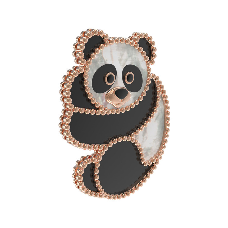 Брошь из золота c эмалью, ониксом и перламутром