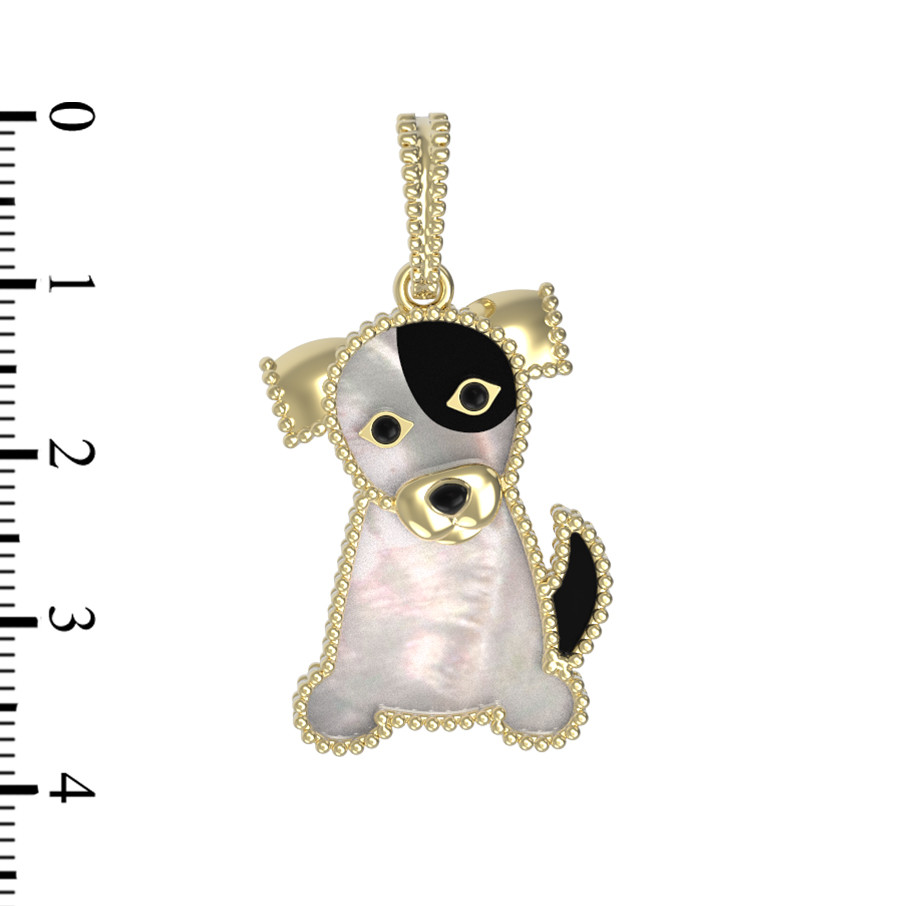 Подвеска из лимонного золота c эмалью, ониксом и перламутром