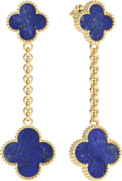 Серьги из лимонного золота c лазуритом