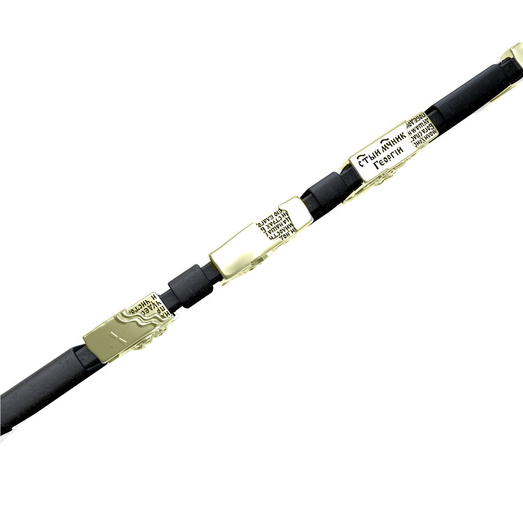 Браслет из зелёного золота c кожаным шнурком