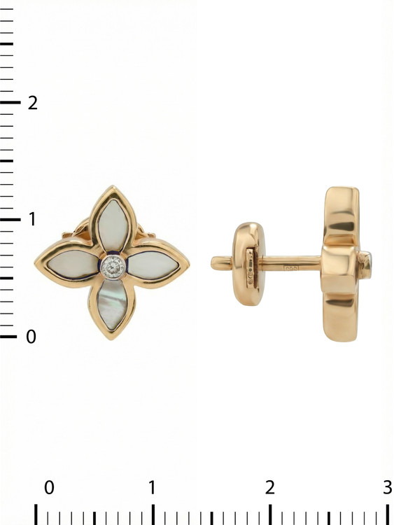 Серьги из золота c бриллиантами и перламутром