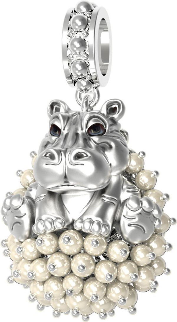 Подвеска из белого золота c эмалью и жемчугом