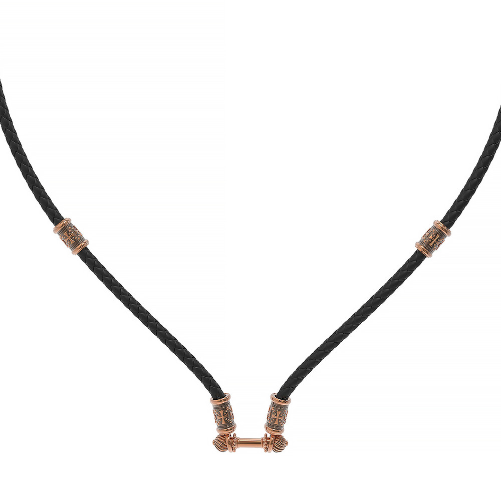 Гайтан из золота c кожаным шнурком