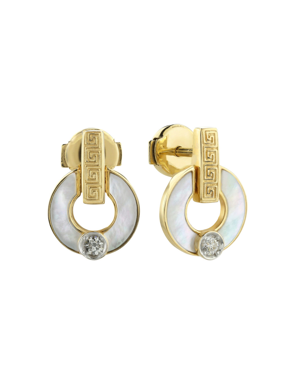 Серьги из лимонного золота c бриллиантами и перламутром