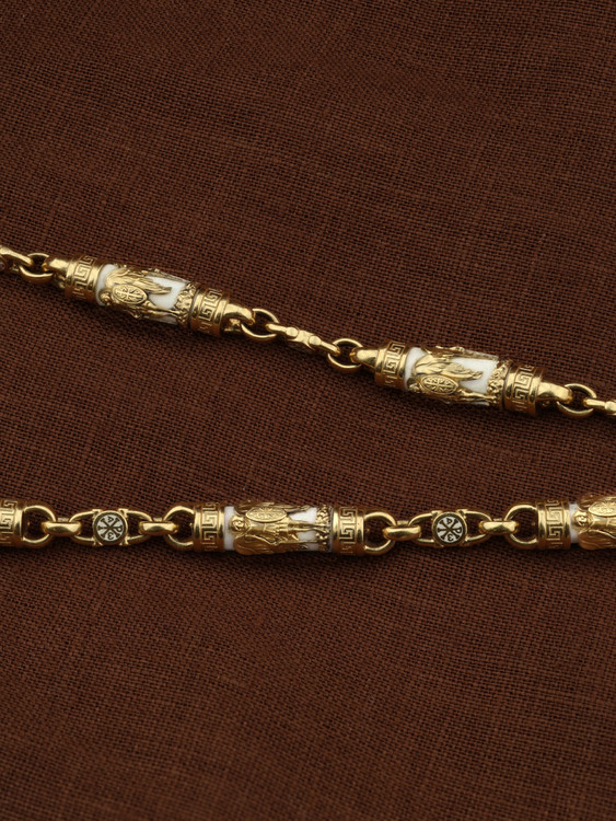 Цепь из лимонного золота c эмалью и бивнем мамонта