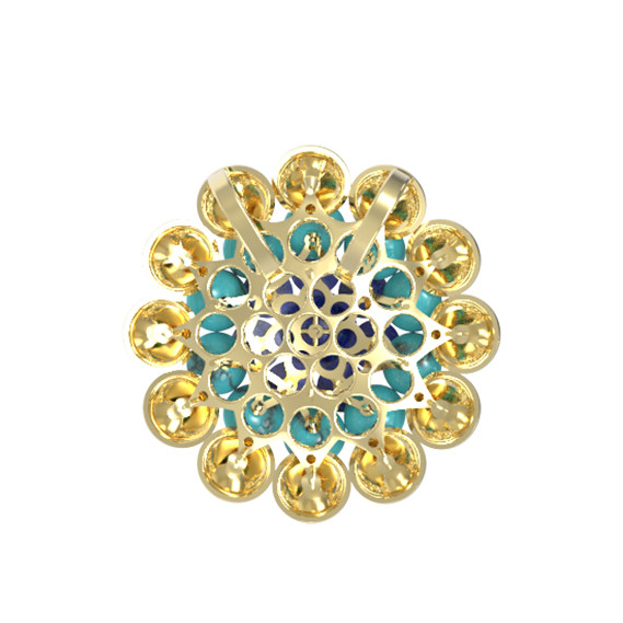 Подвеска из лимонного золота c бирюзой и лазуритом