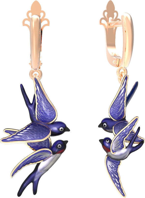 Серьги из золота c эмалью