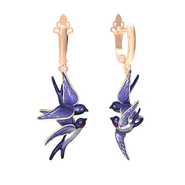 Серьги из золота c эмалью