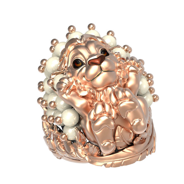 Кольцо из золота c эмалью и жемчугом