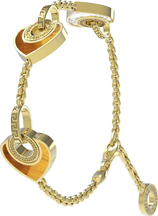 Браслет из лимонного золота c тигровым глазом и перламутром