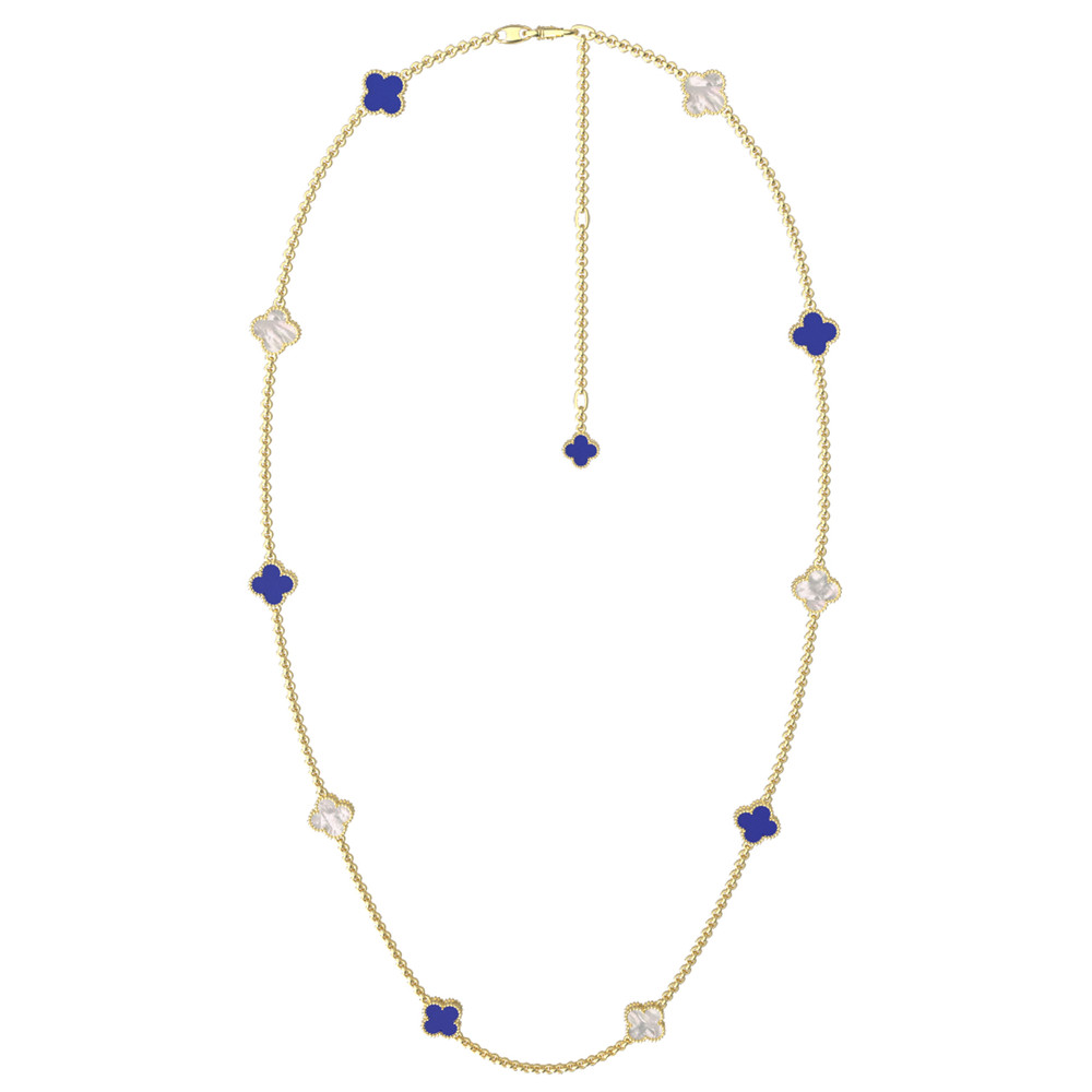 Колье из лимонного золота c лазуритом и перламутром
