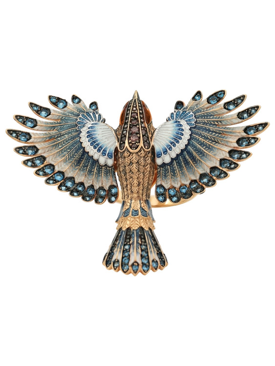 Кольцо из золота c эмалью и фианитом