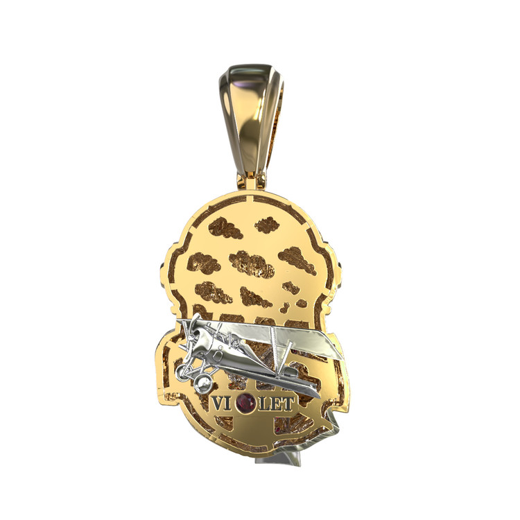 Подвеска из лимонного золота c эмалью, бриллиантами и рубином