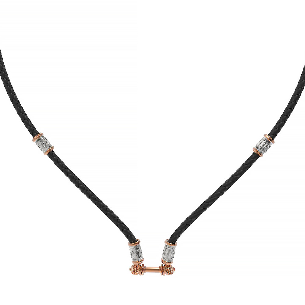 Гайтан из золота c кожаным шнурком