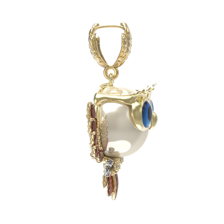 Подвеска из лимонного золота c эмалью и жемчугом