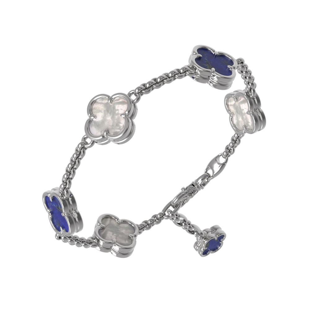 Браслет из белого золота c лазуритом и перламутром