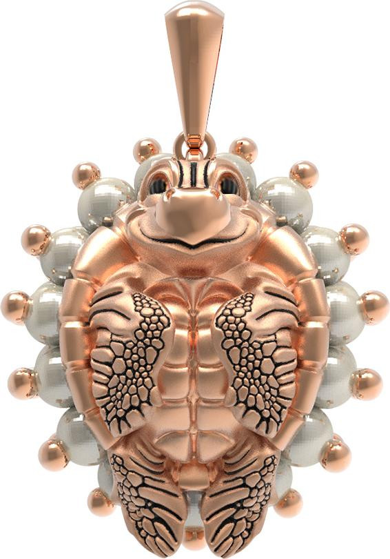 Подвеска из золота c эмалью и жемчугом