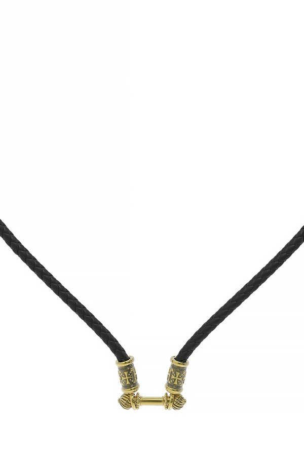 Гайтан из лимонного золота c кожаным шнурком