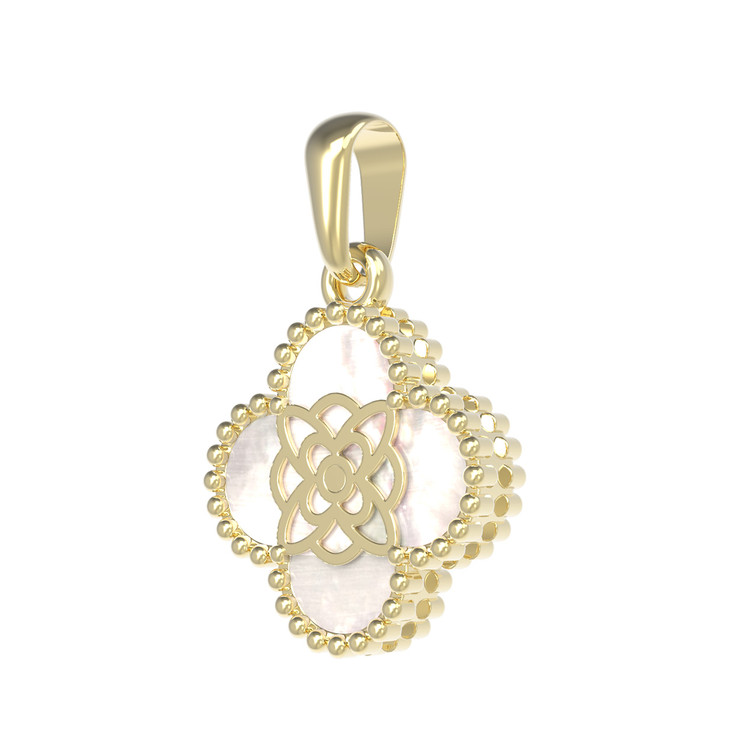 Подвеска из лимонного золота c бриллиантами и перламутром