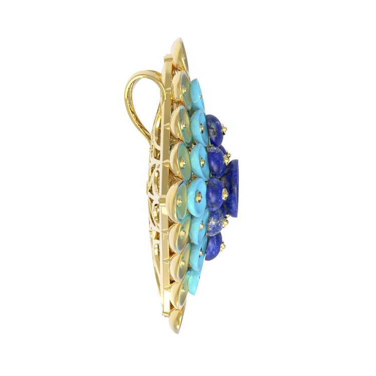 Подвеска из лимонного золота c бирюзой и лазуритом