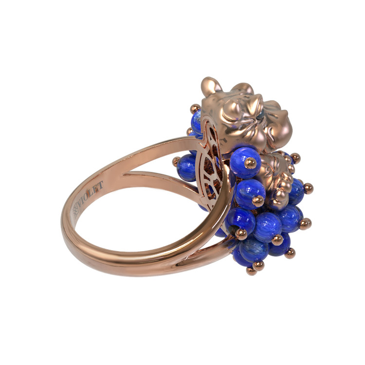 Кольцо из золота c эмалью и лазуритом