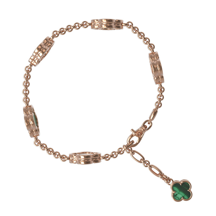 Браслет из золота c малахитом и перламутром