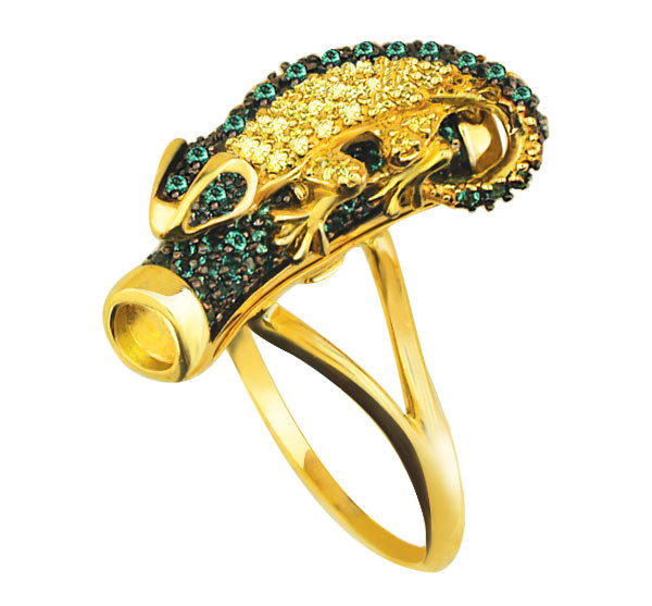 Кольцо из лимонного золота c фианитом