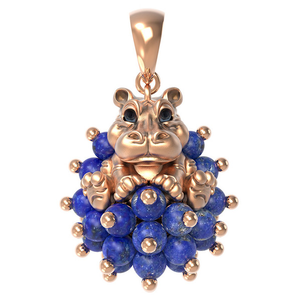 Подвеска из золота c эмалью и лазуритом