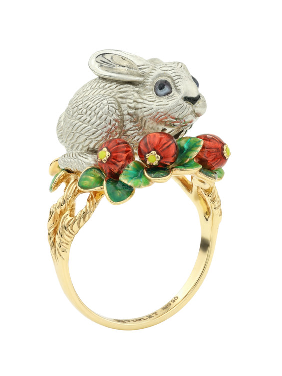 Кольцо из лимонного золота c эмалью