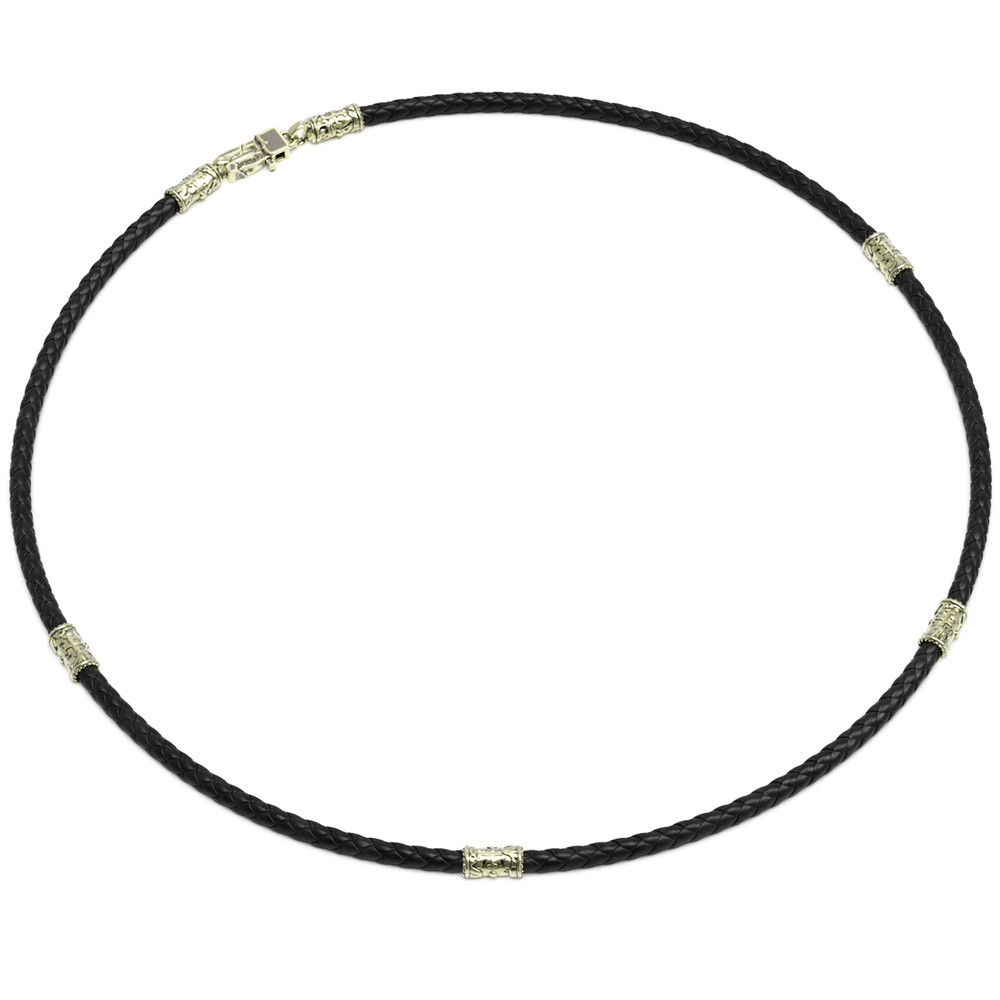 Гайтан из зелёного золота c кожаным шнурком