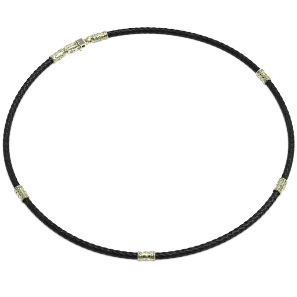 Гайтан из зелёного золота c кожаным шнурком