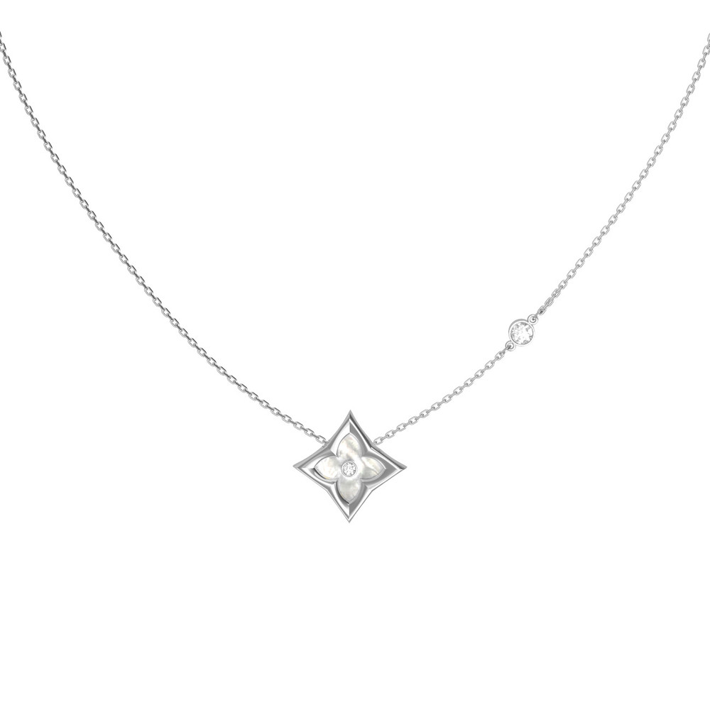 Колье из белого золота c бриллиантами и перламутром