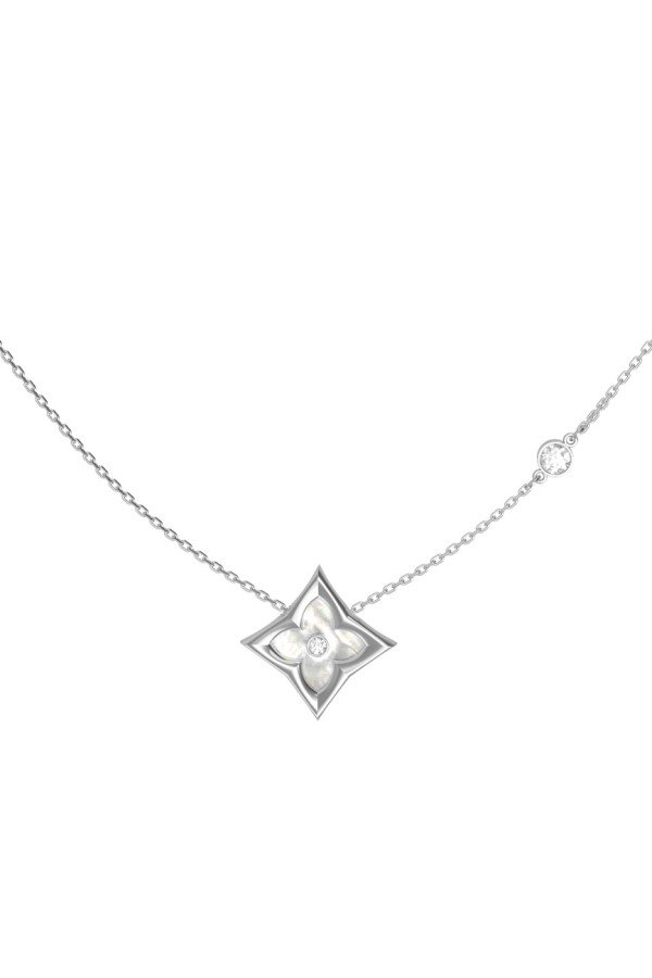 Колье из белого золота c бриллиантами и перламутром