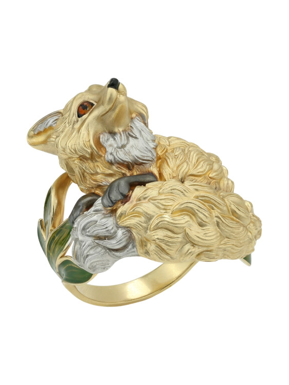 Кольцо из лимонного золота c эмалью