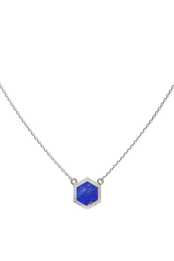 Колье из белого золота c лазуритом