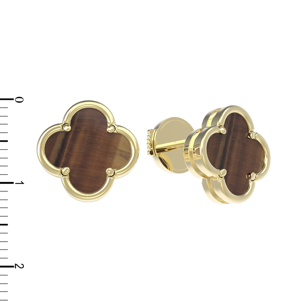 Серьги из лимонного золота c тигровым глазом