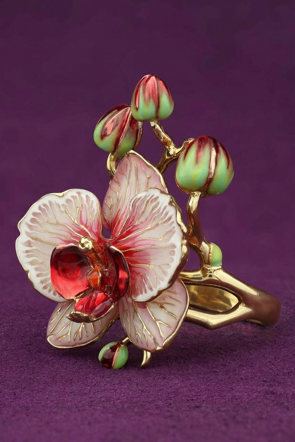 Кольцо из лимонного золота c эмалью