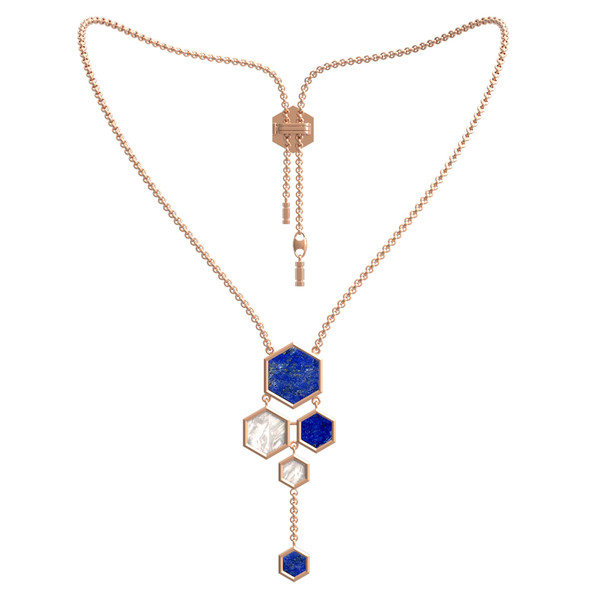 Колье из золота c лазуритом и перламутром