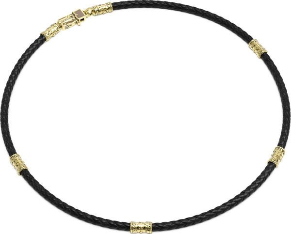 Гайтан из лимонного золота c кожаным шнурком