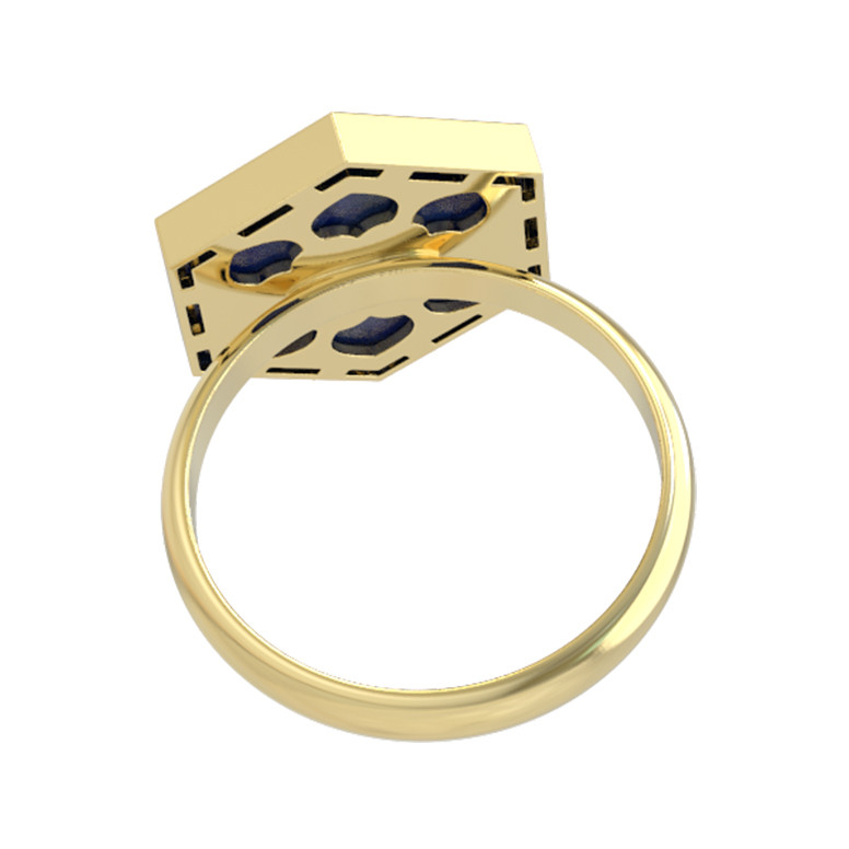 Кольцо из лимонного золота c лазуритом